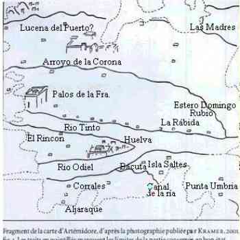 Click para ampliar. Pulsa en el nombre para ver la ficha. Interpretación Mapa de Artemidoro. Ilustración nº 1